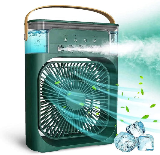 Mini Air Cooler with 7 colour LED light and 3 wind speed 5 spray for extra cool mist air