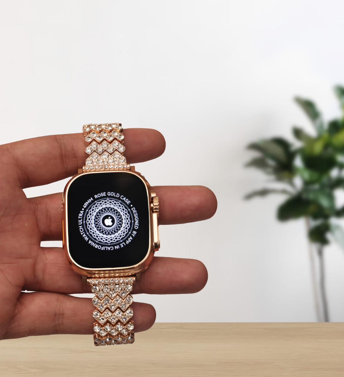 Rose Gold Watch Ultra clone - Best golden ultra watch with diamond design strap