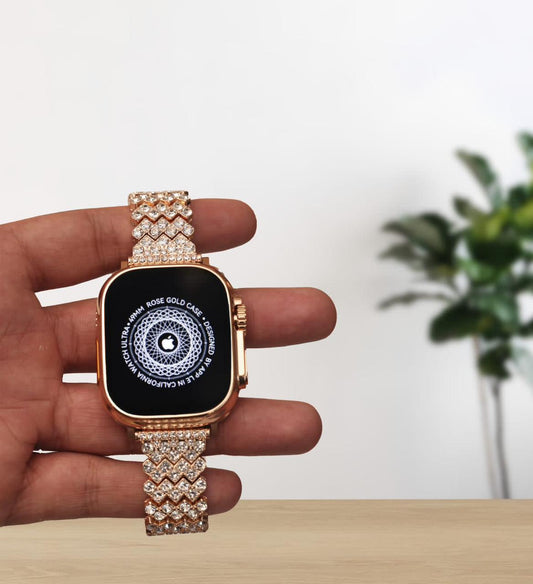 Rose Gold Watch Ultra clone - Best golden ultra watch with diamond design strap