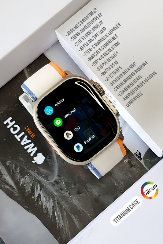 Apple watch Ultra 2 clone with titanium like metal finish, High resolution OLED display, serial number working