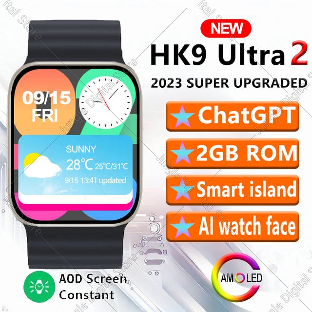 New Hk9 Ultra 2 Smart Watch Amoled Display Chat-GPT Support