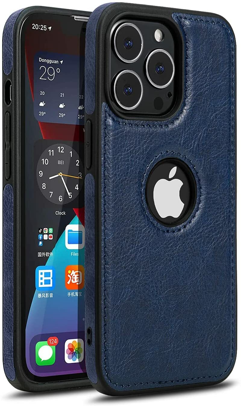 What is Premium Luxury Leather Dark Black Color Shockproof Phone Case for  iPhone 11 12 PRO