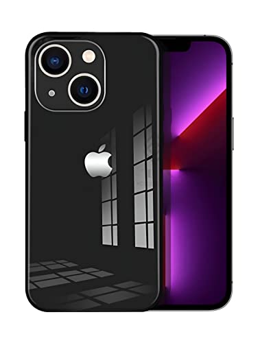 Glass Back Cover Slim fit Shock Proof Design case for iPhone 13 Matt Black Colour
