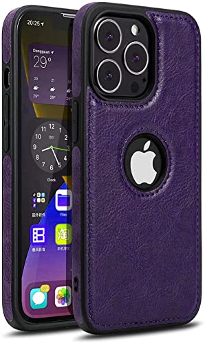 iCon Luxurious Leather Back Case for iPhone 14 Pro and 14 Pro Max Deep Purple, Blue, Black and Green