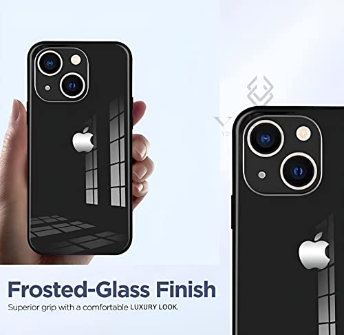 Glass Back Cover Slim fit Shock Proof Design case for iPhone 13 Matt Black Colour