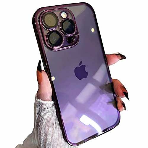 iPhone 14 Pro Case with Camera Protection bump with Slim fit Shockproof design deep Purple Colour (TPU)